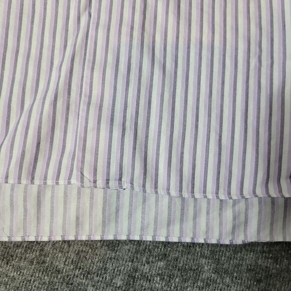 Brioni Men's Dress Formal Shirt Size L White And Purple Stripe French Cuff Grea - Picture 5 of 9